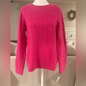 On 34th women’s Pink  cable knit sweater size M Crew Neck cotton blend NWT